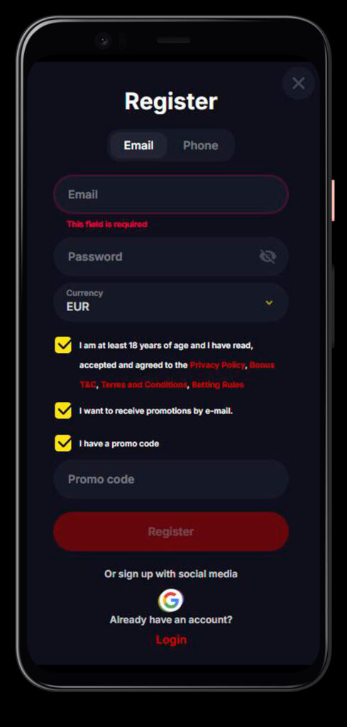sign up mobile yepcasino