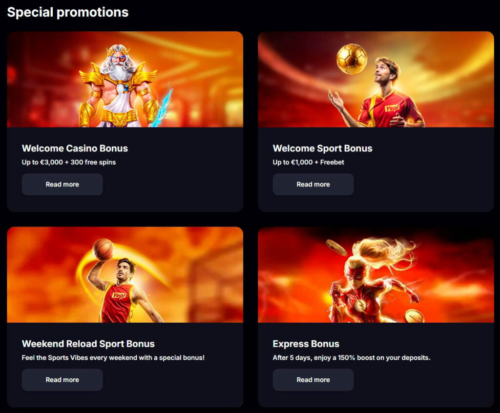 special promotions yepcasino