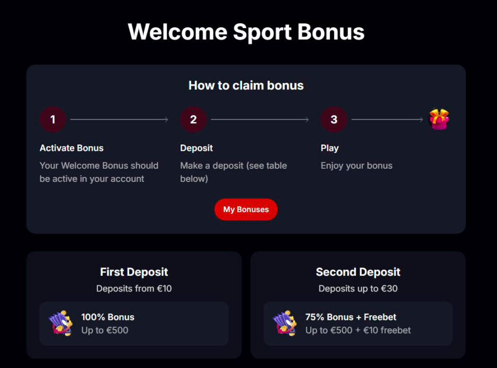 yepcasino welcome sport bonus